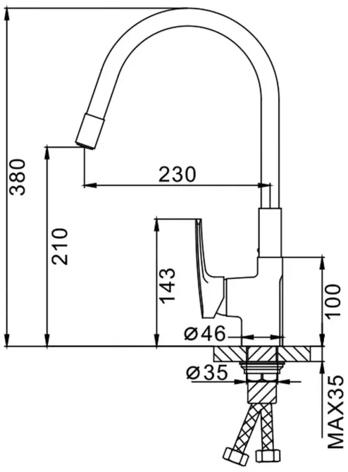 Змішувач для кухні Frap F4453-04 з гнучким виливом, чорний/хром Київ - фото 6