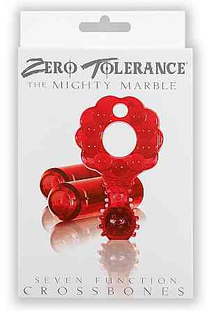 Эррекционное кольцо с двумя вибропулями Zero Tolerance The Mighty Marble красное, 8 см Sex Aura Киев