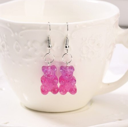 Сережки ведмедики з блискітками бузково-рожевий Київ - фото 1