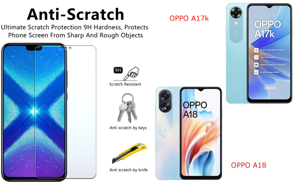 Захисне скло NeoGlass для OPPO A17k, OPPO A18 – надпрозоре та стійке Київ - фото 1