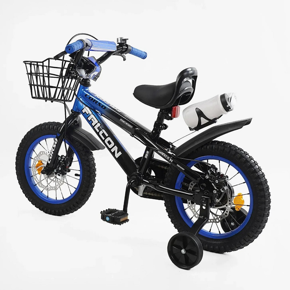 Велосипед Corso Falcon двоколісний 14 дюймів із додатковими колесами Синій (FL-14941) Чернігів - фото 3