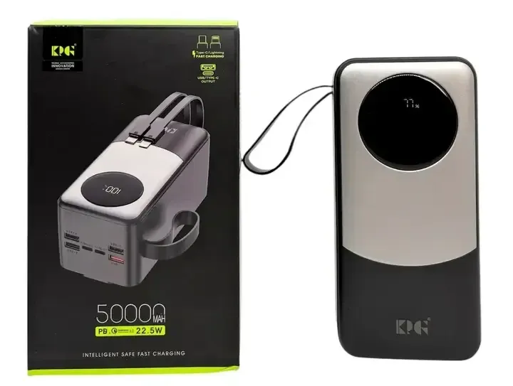 Зовнішній акумулятор Power Bank KP KPG-502X 50000 мАг 22.5W QC3.0, 4USB+2Type-C, кабелі Одеса - фото 1