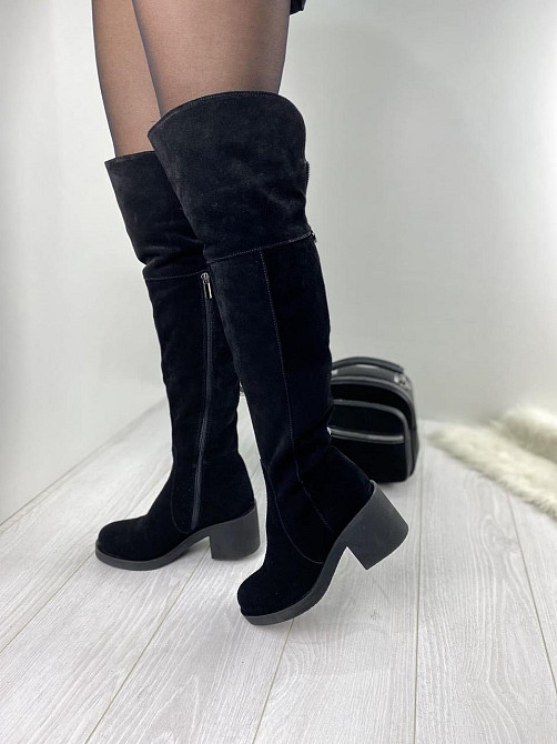 Чоботи жіночі LaDi Вена чорні (зима, замша натуральна) (2352) лише 36р. 36 Коломыя - изображение 1