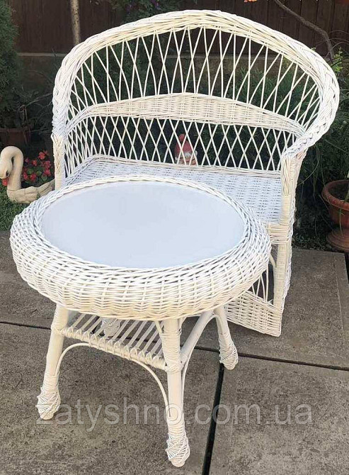 Диван и стол плетеный |Мебель из лозы  диваном |мебель плетеная белая со столом журнальным Киев - изображение 3