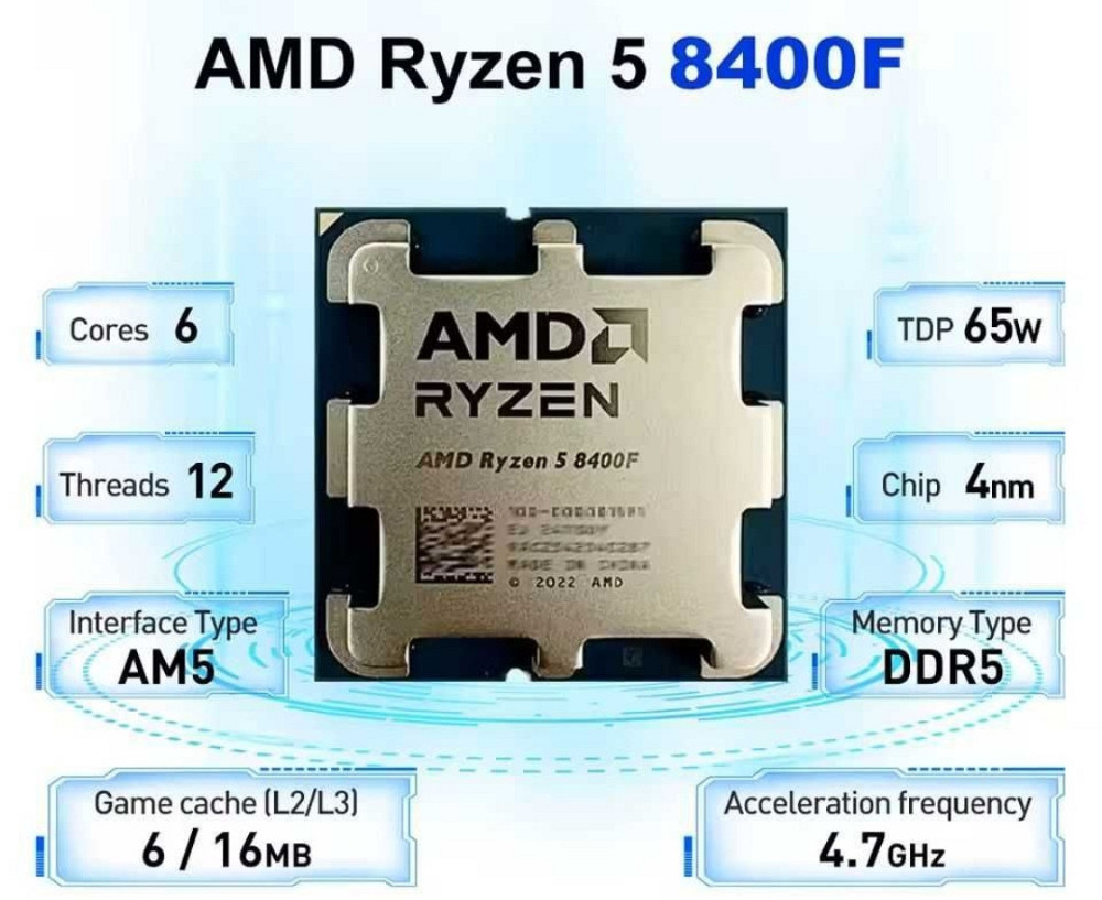 Процесор AMD Ryzen 8400F 7500F / Intel Core i5 12600KF. Київ - фото 6