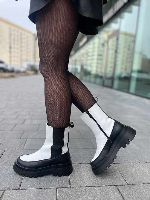 Broxci Черевики жіночі BROXCI чорний/білий натуральна шкіра зима висота 18 см (5208) 37р. Коломия - фото 7