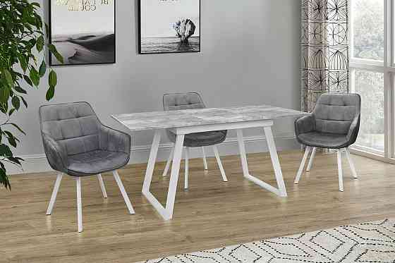 Стіл Тандем 120(+40)*75 білий метал/базальт Киев