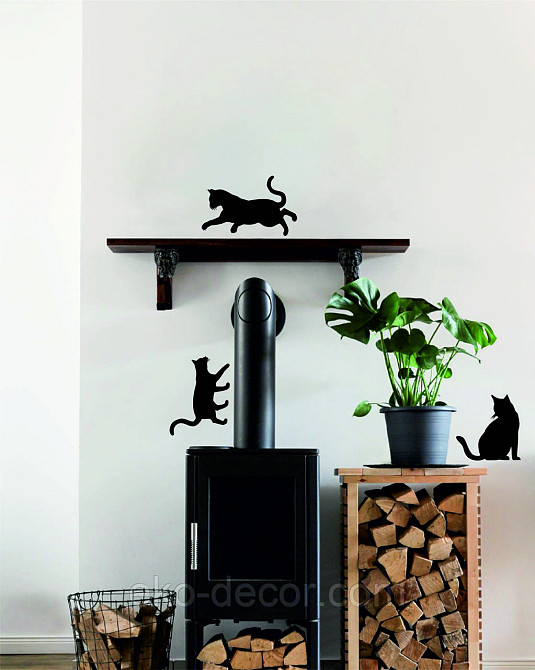 Декоративне настінне Панно «Коти», Декор на стіну 70*55 см. (3шт.), Чорний Київ - фото 7