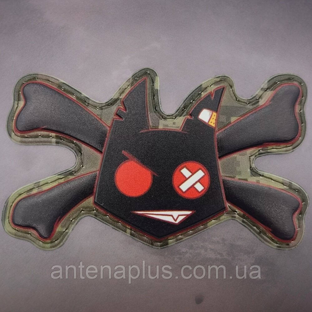 Чертёнок с костями чёрный патч / шеврон Киев - изображение 1