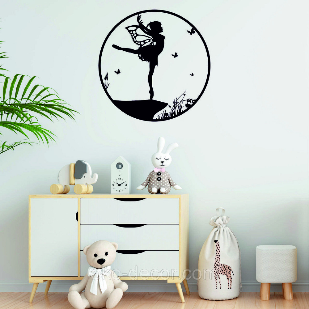 Декоративное настенное Панно «Фея Динь-Динь», Декор на стену 90*90 см, Черный Киев - изображение 1