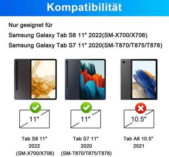 Фирменный чехол-книжка ROOFEI с Bluetooth клавиатурой для планшета Samsung Galaxy Tab S8 2022/ S7 2020 11 дюймов Днепр