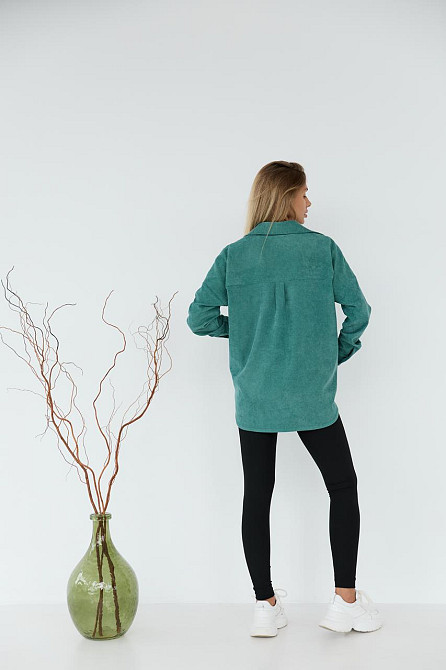 Жіноча сорочка для вагітних стилю oversize з мікровельвету Varna розмір 2XL-3XL Lullababe темно-оливкова Кривий Ріг - фото 2