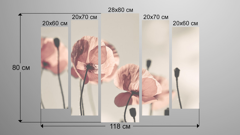 Модульна картина Маки Art-44_5 Київ - фото 3
