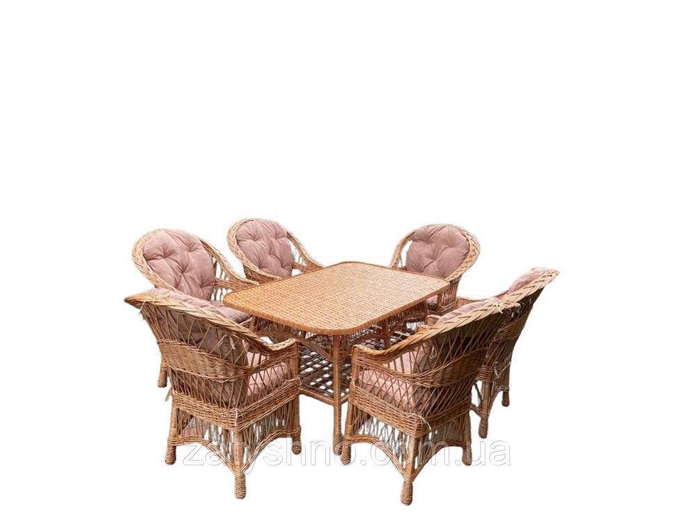 Плетені меблі з великим столом та 6 кріслами Київ - фото 2