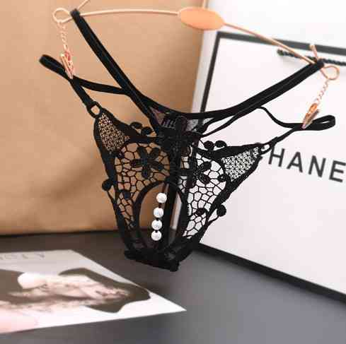 Трусики з вирізом та бусами універсальний чорний Київ