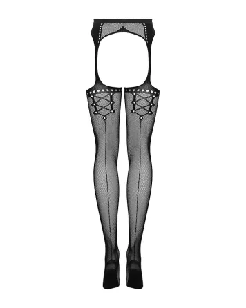 Сітчасті панчохи-стокінги зі стрілкою Obsessive Garter stockings S314 S/M/L, чорні, імітація гартері Львов