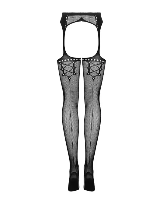 Сітчасті панчохи-стокінги зі стрілкою Obsessive Garter stockings S314 S/M/L, чорні, імітація гартері Львів - фото 6