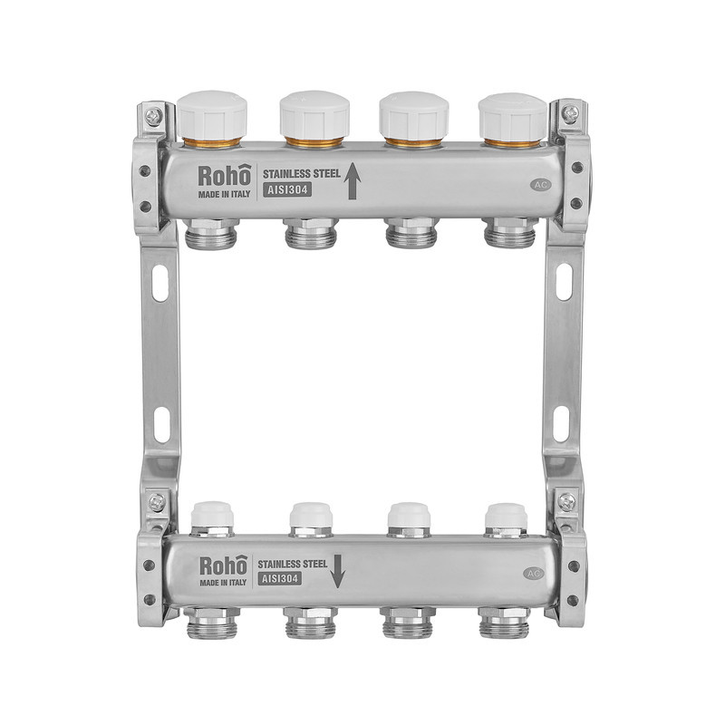 Колектор з термостатичними та запірними клапанами Roho R805-04M - 1"x 4 вих. (RO1044) Київ - фото 2
