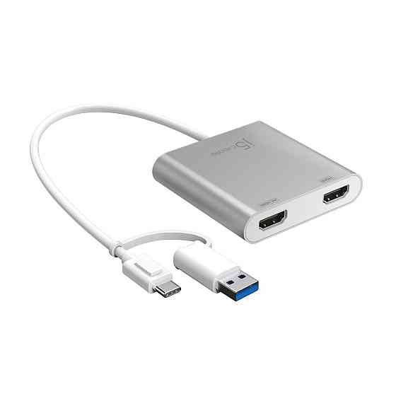 Адаптер J5create USB-C/A — 2 HDMI (M/F), Silver (JCA365-N) ( 18527 ) Харків