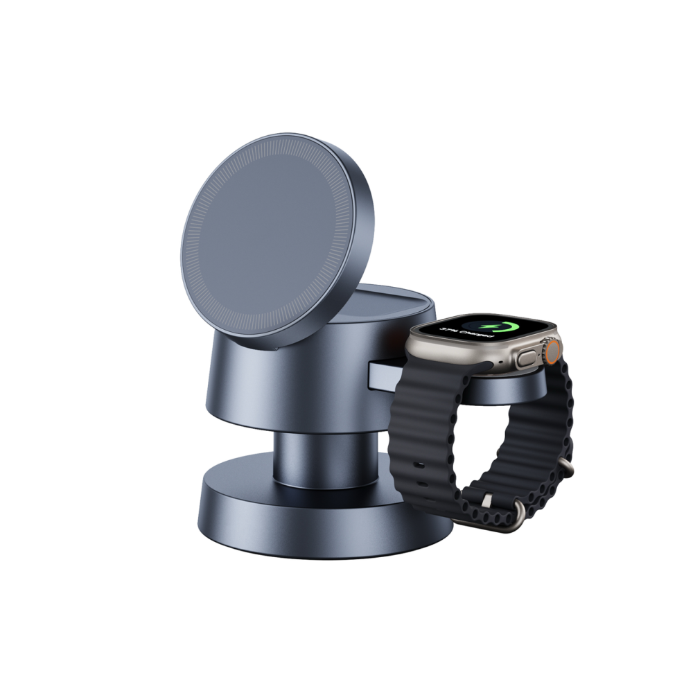 Беспроводное зарядное устройство СТЕНД 4в1 WS40AP-25W Lightning магнит телефон часы наушники ночник Графіт Вінниця - фото 3