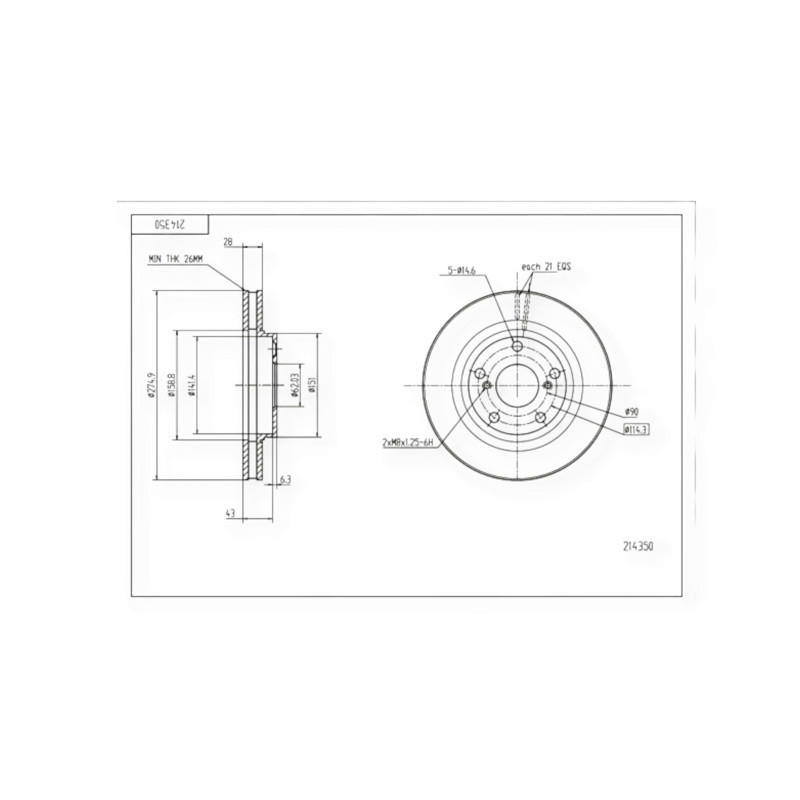 Диск Toyota Camry, Lexus ES (1989-) передний (d275x28mm) тормозной Мукачево - изображение 1