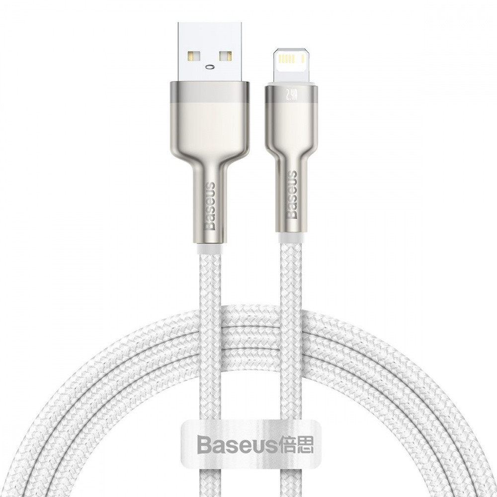 Кабель Baseus Cafule Metal Lightning 2.4A 2м білий Львів - фото 1
