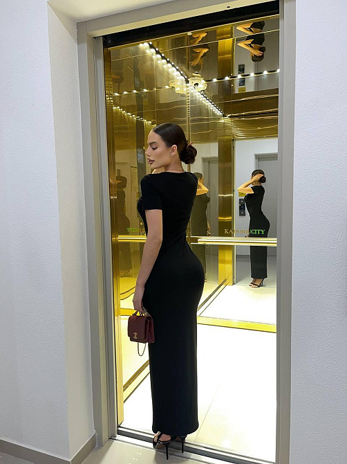 Женское базовое облегающее макси платье в стиле скимс турецкая натуральная вискоза Черный Одесса - изображение 2