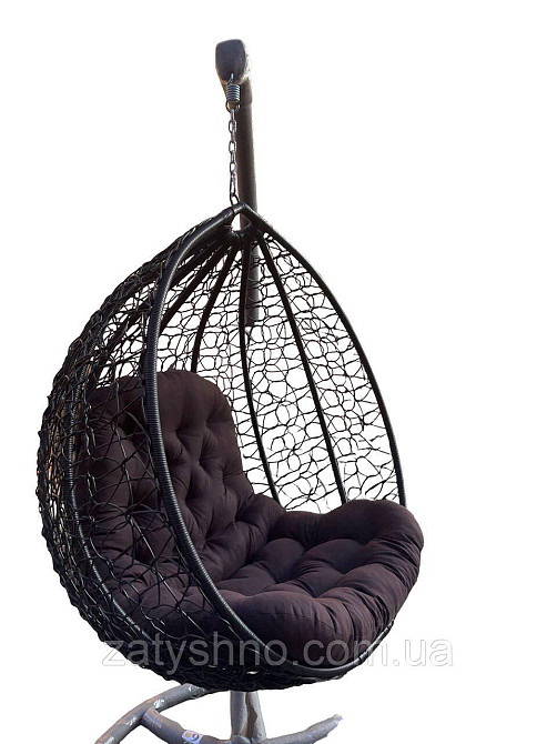 Чорний Кокон з подушкою плетений із ротанга Київ - фото 1
