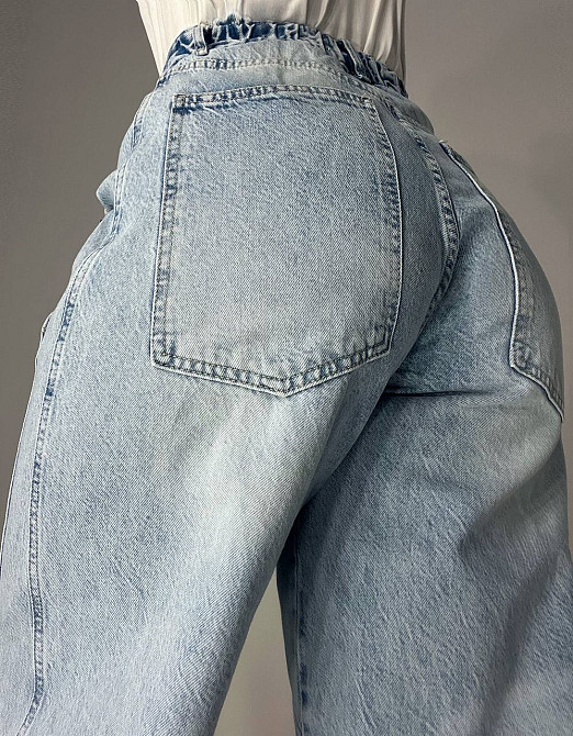 Джинси жіночі Its Basic 3805 MEGA BAGGY jeans трендові шви широкі кльош косі кишені довгі блакитні, блакитний, 36, 36, 72 см, 105 см Київ - фото 4