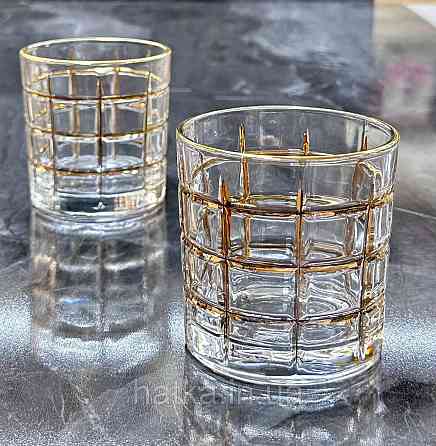 Набір склянок OLens "Крепість" 270 мл 6 шт. прозорий із золотом для дому та ресторанів 102-822 Київ