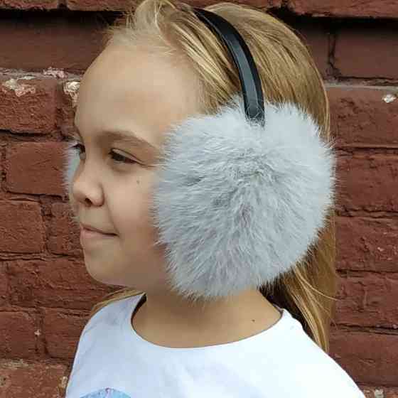 Наушники меховые детские из кролика Светло-серый Харьков