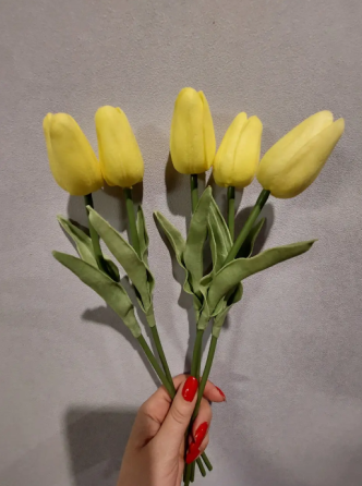 Искусственные тюльпаны 5 штук 34 см желтый Киев
