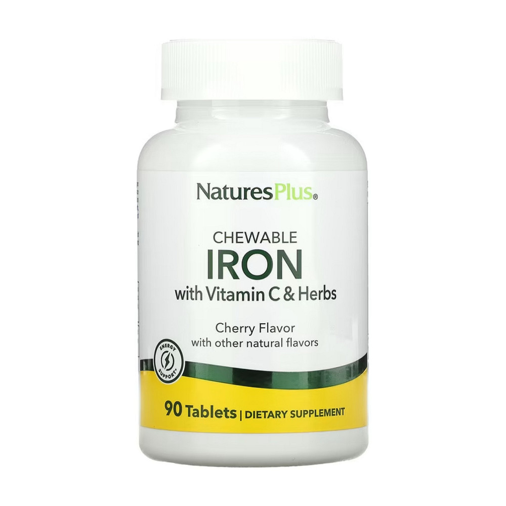 Залізо з вітаміном С Natures Plus Iron 27 mg with Vitamin C Herbs - 90 tabs Київ - фото 1