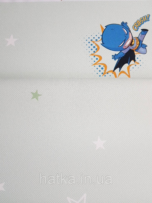 Метрові вінілові шпалери на флізеліні AdaWall Ada Kids дитячі зірки небо зелене біле на салатовому Київ - фото 2