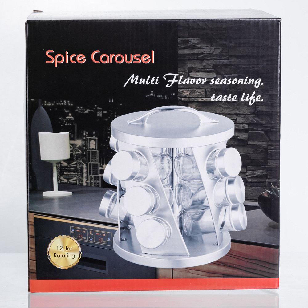 Yiwu Карусель для спецій 12 баночок по 100 мл, хром HP-1368 Коломия - фото 4
