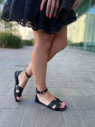 Mermaid Босоніжки жіночі чорні Mermaid 2405 літні з натуральної шкіри / Шкіряні босоніжки на ни Коломия