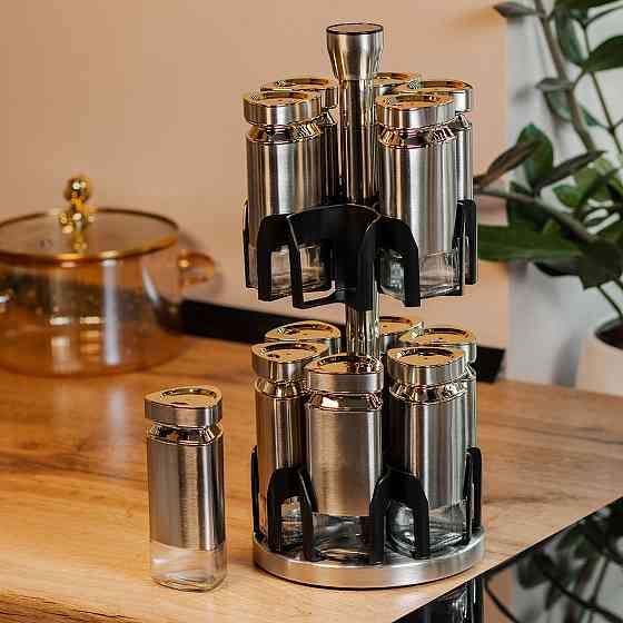 TS Kitchen Набір баночок для спецій 12 шт. по 120 мл на підставці Карусель Київ