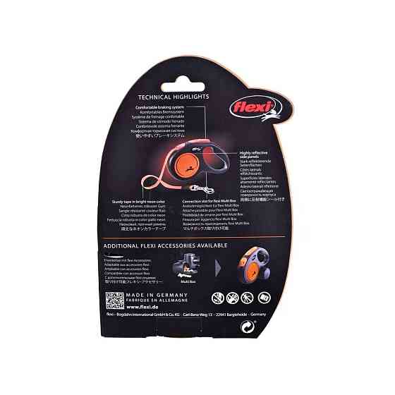 Поводок-рулетка Flexi для собак New Neon лента оранжевая размер S 5 м/15 кг Киев