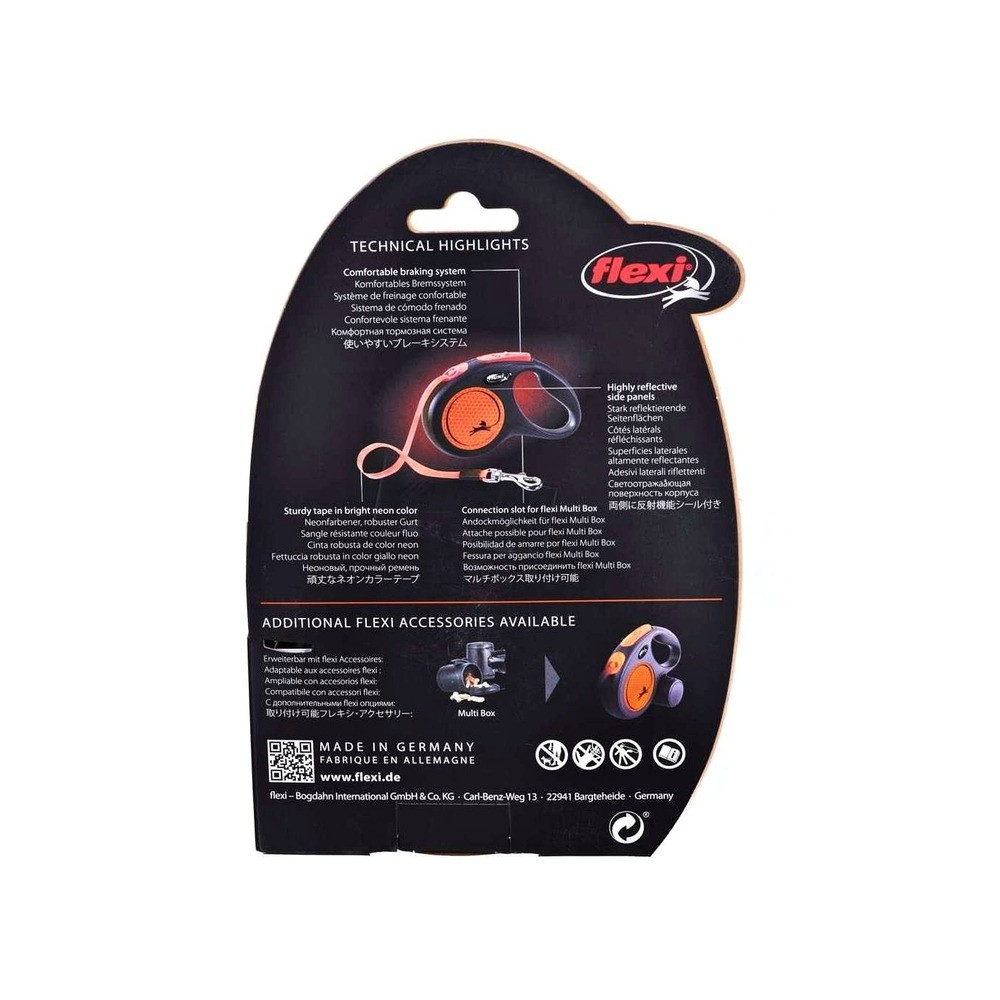 Поводок-рулетка Flexi для собак New Neon лента оранжевая размер S 5 м/15 кг Киев - изображение 6