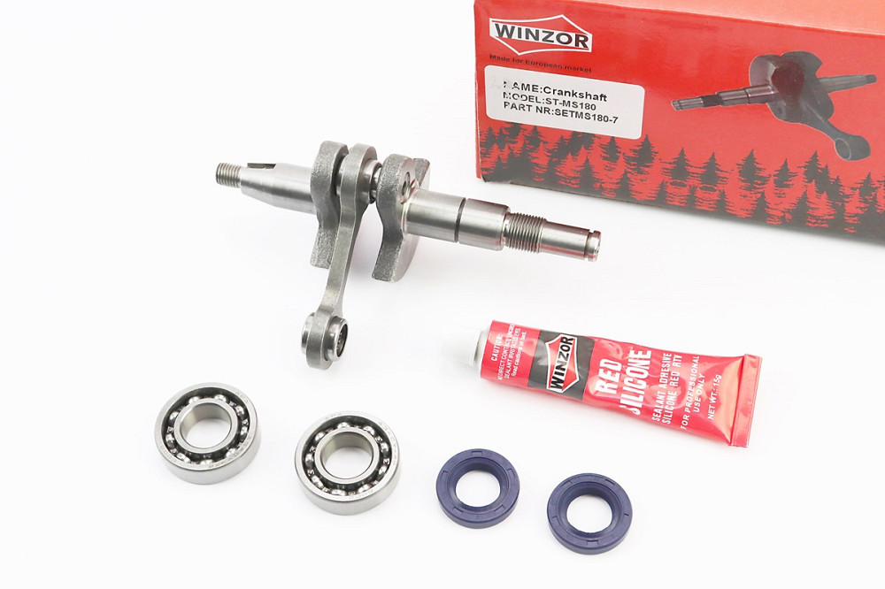 Колінвал, палець 10mm MS-180 + підшипник + підшипник 6002-2шт + сальник 15x25x5-2шт + герметик Киев - изображение 1