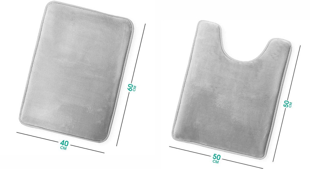 Набор 2 шт Антискользящих Мягких ковриков для ванной Aquarius с эффектом памяти 40х60 см и U-контурный 50х50 см Серый Гладкий Буча - изображение 5