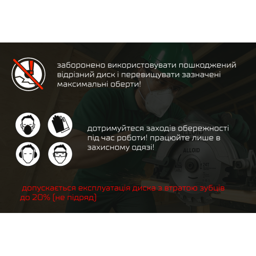 Диск пиляльний по дереву з твердосплавними напайками 180х25,4/22,2мм, 40 зубів Alloid Одеса