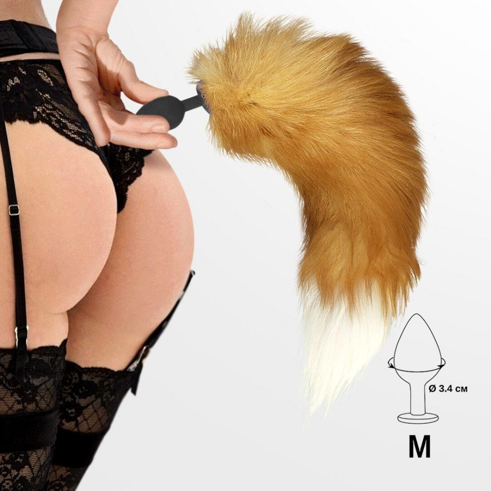 Силіконова анальна пробка з хвостом із натурального хутра Art of Sex size M Red fox Sex Aura Київ - фото 5