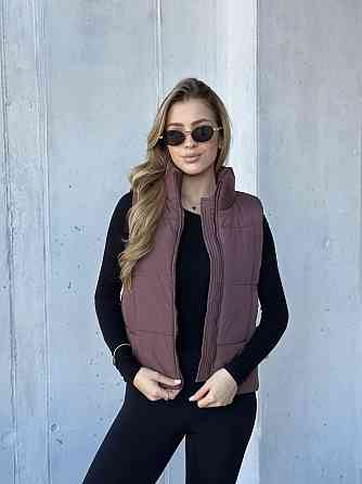 Жіноча тепла жилетка на блискавці плащівка емі на силіконі Шоколад, 46/48 Одеса