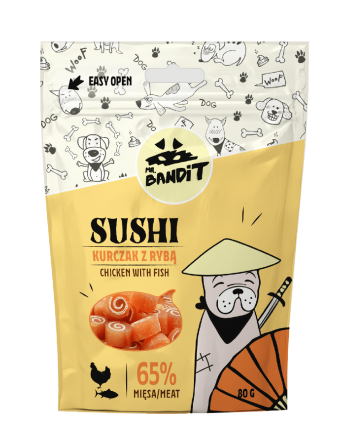 Ласощі для собак Містер Бандіт Mr.Bandit суші з куркою і рибою для собак, 80 г Вінниця