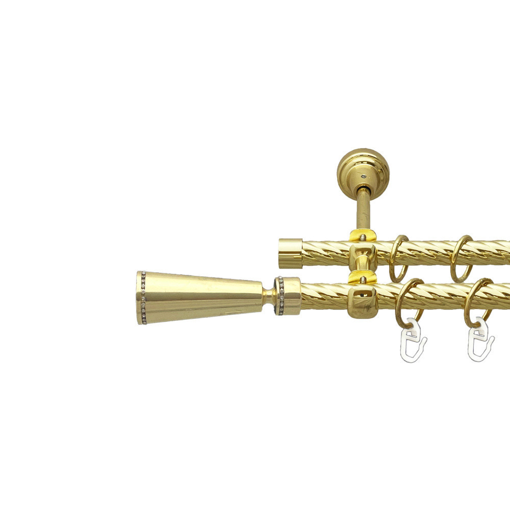 Карниз Orvit Меркурія металевий дворядний відкритий скручена труба кільце металеве Золото 16\16 мм 200 см Львов - изображение 1