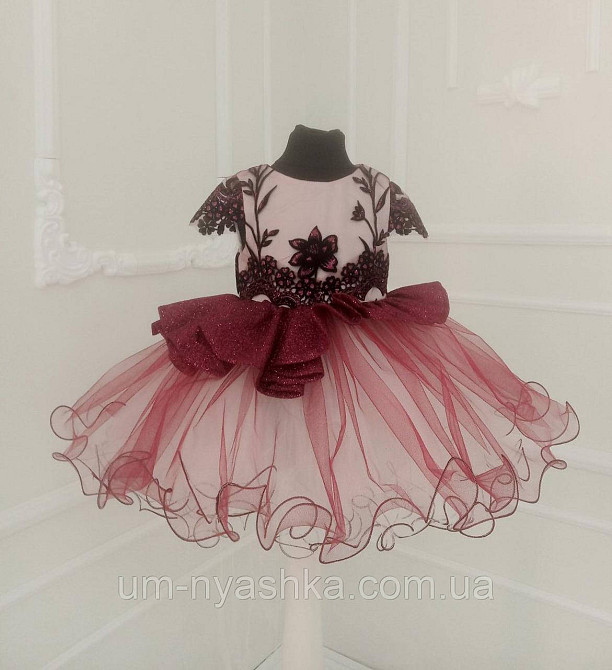 Пышное красно-бордовое платье с блеском на годик на 1-2 года Кривой Рог - изображение 4