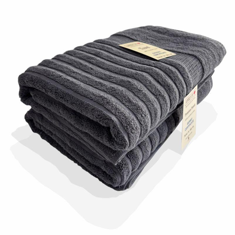 Набір 2 жакардові рушники Lovely Svi для ванної, готелів, СПА, на подарунок,  70 х 140 см Oxford Stripe темно – сірий Charcoal Київ - фото 1