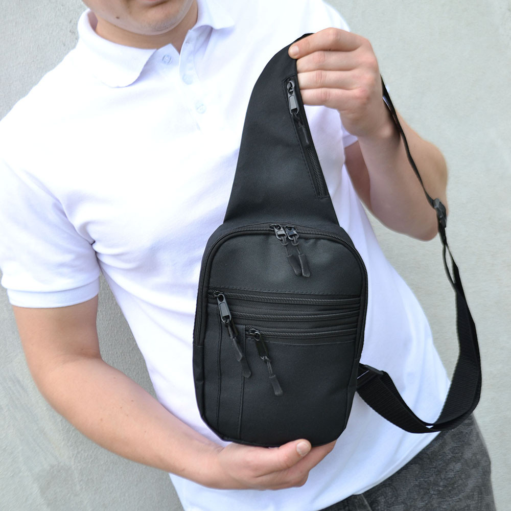 Чоловіча вулична сумка через плече, Чоловіча нагрудна сумка універсальна Нагрудна бананка містка QF-44 Львів - фото 9