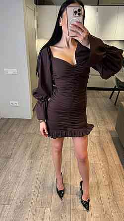 Жіноча приваблива вечірня міні-сукня з турецького коттона. Шоколад, 42/44 Одеса